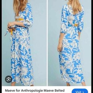 Maeve Blue and White Floral Maxi Dress